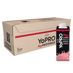 Pack YoPRO Bebida Láctea UHT Morango 15g de Proteínas 250ml -24 Unidades