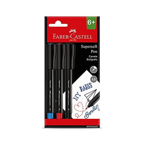 Caneta Com Ponta Porosa, Faber-Castell, Supersoft Pen, 1.0 mm, Cartela com 3 Cores