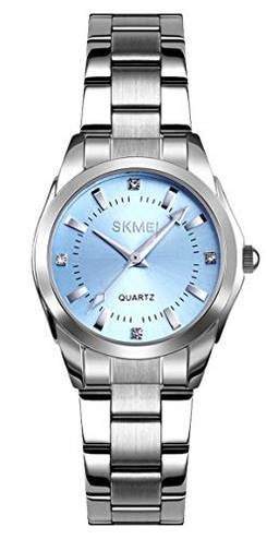 Relógios femininos pulseira de aço inoxidável analógico quartzo simples negócios relógio de pulso feminino, blue, Esporte