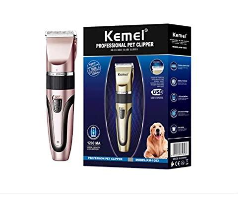 Kit Máquina de Tosa Higiênica Kemei KM-1053 Pet Profissional + Acessórios para Cães Gatos, USB