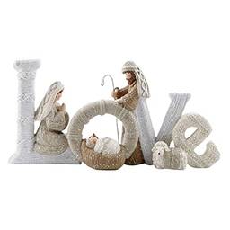 Colcolo Conjunto de presépio de resina elegante com enfeite de Natal de cordeiro para casa - Love White