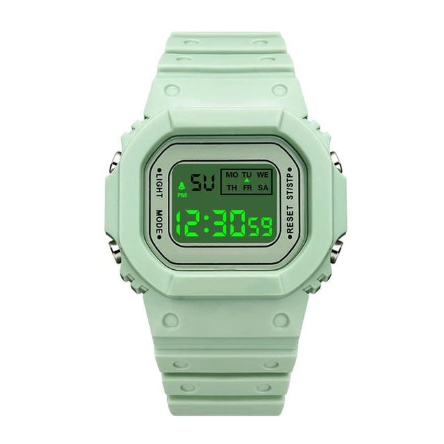 SZAMBIT Relógio Esportivo Digital Feminino,Relógio de Banda de Silicone Quadrado à Prova D'água para Homens com Luz de Fundo LED de Data Relógio de Pulso Multi-Funções para Amigos como Presente (Verde)