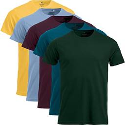Kit 5 Camisetas Masculinas Slim Fit Coloridas Algodão Premium (GG)