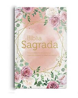 Bíblia RC gigante - Dicionário e concordância rosas blush