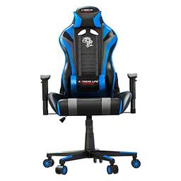 Cadeira Gamer Black Hawk c/Apoio Cervical - Encosto Reclinável - Apoio de Braços - Ajuste de Altura - Preto/Azul - CH05BKBL ELG