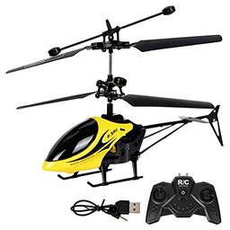 Romacci Helicóptero RC com 2 canais de controle remoto Helicóptero com luz giratória Mini-helicóptero ou Presente de brinquedo para crianças e adultos Interior externo Micro helicóptero RC