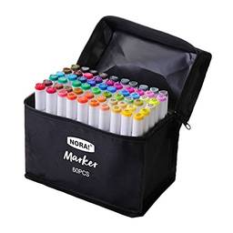 yeacher Conjunto de marcadores de álcool de 60 cores Canetas coloridas de ponta dupla Marcadores de arte de ponta fina embalados em bolsa de pano para crianças para colorir para adultos Desenho Ilustrações