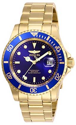 Relógio Invicta Pro Diver com pulseira de aço inoxidável, Dourado/azul, 26974