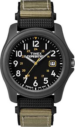 Timex Relógio masculino Expedition Acadia tamanho grande, Pulseira Preta/Verde