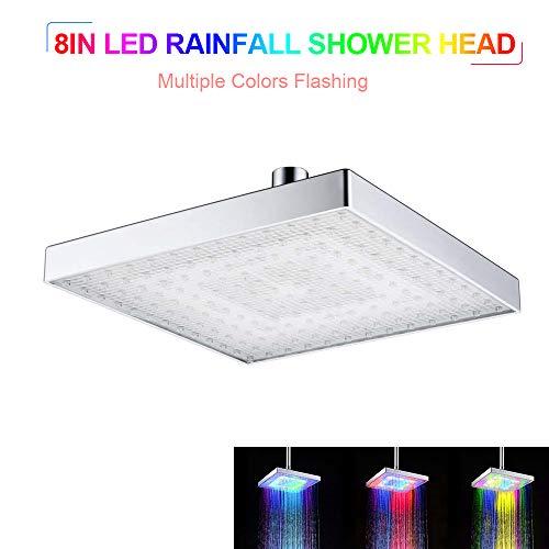 Nishore Chuveiro de chuva de LED Chuveiro quadrado de várias cores com mudança automática de cor para banheiro