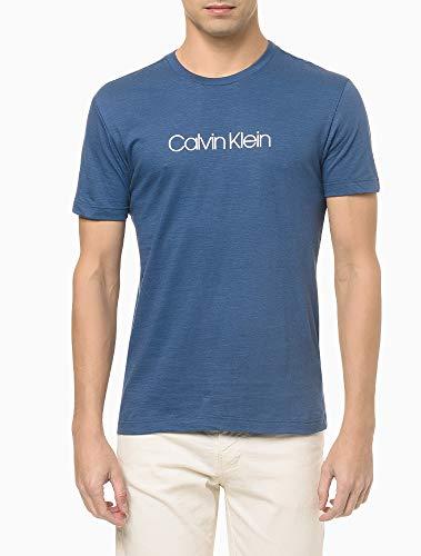 Camiseta Slim Flamê, Calvin Klein, Masculino, Azul, GG
