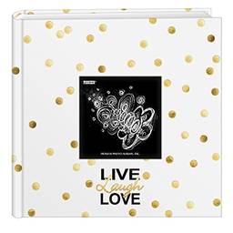 Álbum de fotos Pioneer Golden Dots Live Laugh Love 200 compartimentos 4x6, compartimentos, ouro