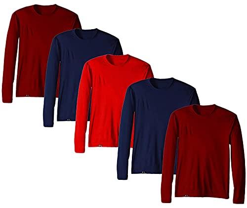 KIT 5 Camisetas Proteção Solar Permanente UV50+ Tecido Gelado – Slim Fitness – EGG 2 Vinho- 2 Marinho - 1 Vermelho