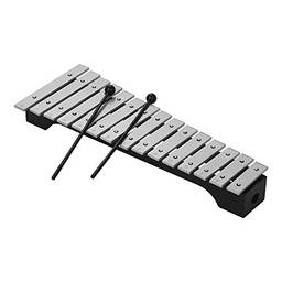 Tomshin Barras de alumínio com base de madeira xilofone Glockenspiel de 15 notas com marretas Presente de instrumento musical de percussão com bolsa de transporte