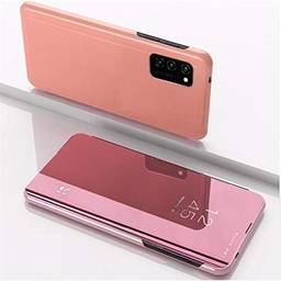 Capa flip XYX para S20 FE, ultra fina, transparente, S-View, capa espelhada de proteção total para Samsung Galaxy S20 FE/S20 FE 5G, ouro rosa