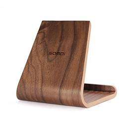 Andoer Suporte de mesa de madeira de nogueira para tablet com base para dock station para iPhone 7 Plus iPad mini Air Samsung S7 edge Material ecológico elegante antiderrapante leve portátil durável