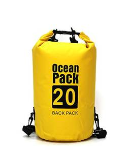 Bycc Bynn Saco impermeável 5L/10L/15L/20L/30L, saco de compressão seco roll-on mantém o equipamento seco para caiaque, passeios de barco, rafting, pesca e acampamento, mochila impermeável (amarelo, 30L)