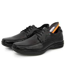 Sapato social cadarço BR2 FOOTEAR confort gel couro preto