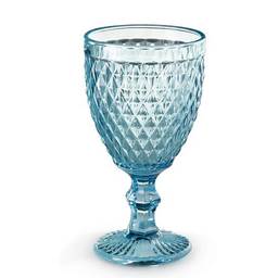 Mimo Style Jogo de 6 Taças de Vidro Azul Tiffany com Capacidade de 240ml com Alto Relevo e Aparencia Diamantada. Ideal para Vinho, Sucos, Uísque, Água e Cerveja, Cálice para Festa e Casamento