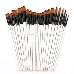 Henniu 24 pcs Draw Paint Brushes Set Kit Artist Paintbrush Round Brushes com Nylon Hair para Artista Acrílico Aquarelle Aquarela Guache Pintura Facial para Great Art Drawing Supplies for Painter Stude