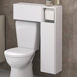 Armário Banheiro para Vaso Sanitário c/Suporte Papel Higiênico e 2 Portas Multimóveis Mp5028 Branco