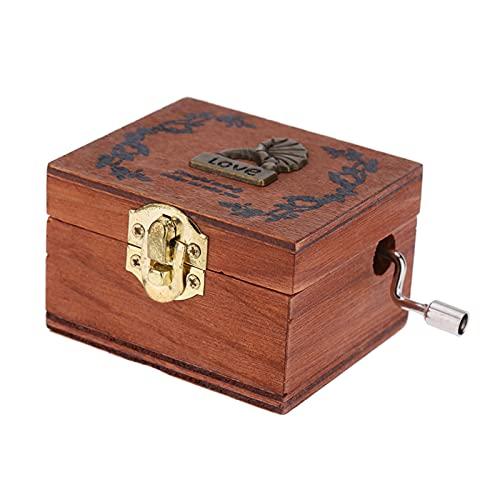 Tomshin Caixa musical de madeira retro manivela caixa de música requintada acabamento 4 padrões para a opção