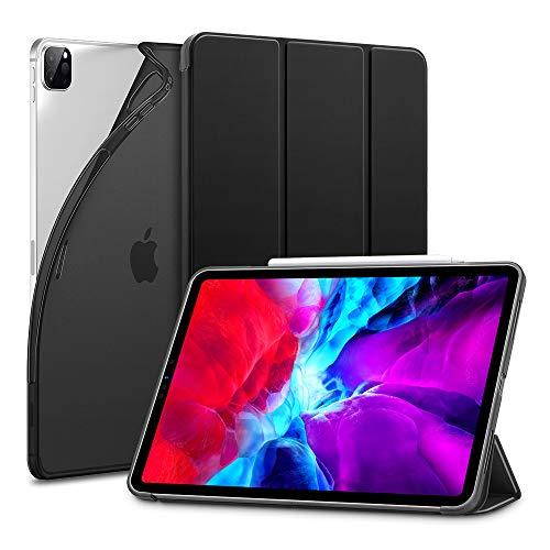 ESR para iPad Pro 12.9 Case 2020 e 2018, Slim Bounce Elegant Case com desligamento automático [Modo de suporte/gravação] [TPU flexível traseiro com capa de borracha] - Preto