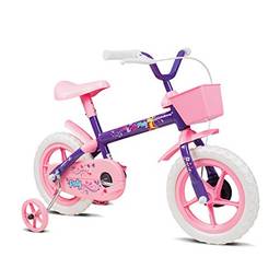 Bicicleta Infantil, Verden, Paty - Aro 12 com cestinha e rodinhas, Lilás/Rosa