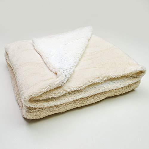 Cobertor Manta Soft Bebê Dupla Face Macio Microfibra Bege e Sherpa Palha