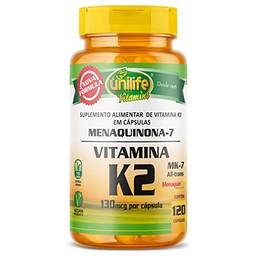 Vitamina K2 Mk7 130mcg Unilife Menaquinona 120 Cápsulas