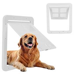 Porta pequena para cães, porta branca durável para animais de estimação, ABS doméstico de ventilação fixa para cães de gato (branco, grande)