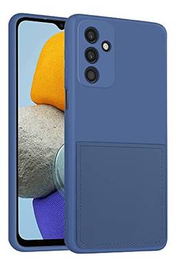 MOONCASE Capa para Samsung Galaxy M23, Estojo Silicone Líquido, Capa Fino, TPU à prova de choque, Bolso para Cartão - Azul
