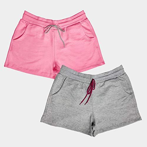 Kit c/ 2 Shorts Dooker Lisboa - Feminino (P, Rosa Neon - Cinza)