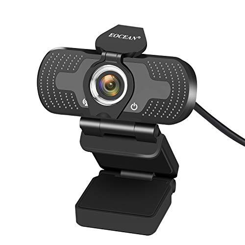 Webcam, 1080P HD com Microfone e Tampa de Trivacidade, 30fps Broadcast, 110 graus, USB 2.0 PC - Eocean