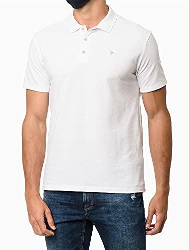 Camisa polo omega, Calvin Klein, Masculino, Branco, M