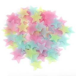 Mibee 100 Pcs Lindo Noite-luminosa Fluorescente Estrelas do Fulgor Adesivos de Parede Home Decor Adesivo de Parede para Crianças Quarto
