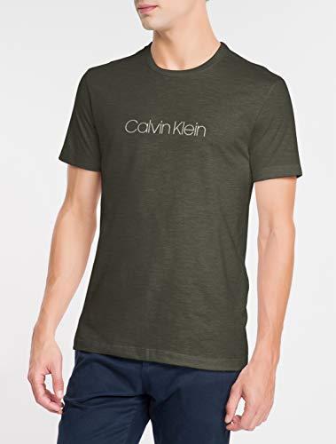 Camiseta Slim flamê, Calvin Klein, Masculino, Verde escuro, GG