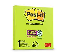 Bloco de Notas Super Adesivas Post-it Verde Neon 76 mm x 76 mm - 90 folhas