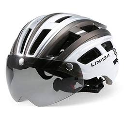 Tomshin Capacete de mountain bike Capacete de motociclismo com luz de fundo viseira magnética removível com proteção UV para homens e mulheres