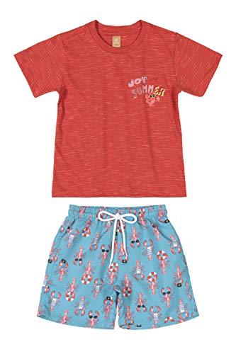 Conjunto Infantil Camiseta e Bermuda Masculino, Vermelho, 02