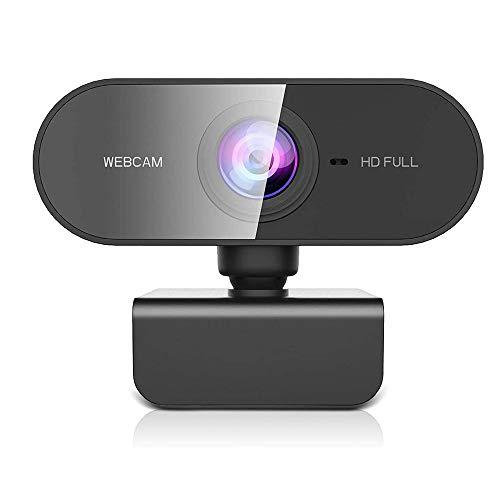 Owfeel Webcam 1080P com microfone WebCam de Streaming para Desktop sem drive, em Full HD, Câmera de computador USB Plug and Play com foco automático rotativo de 360º para laptop/PC/Mac