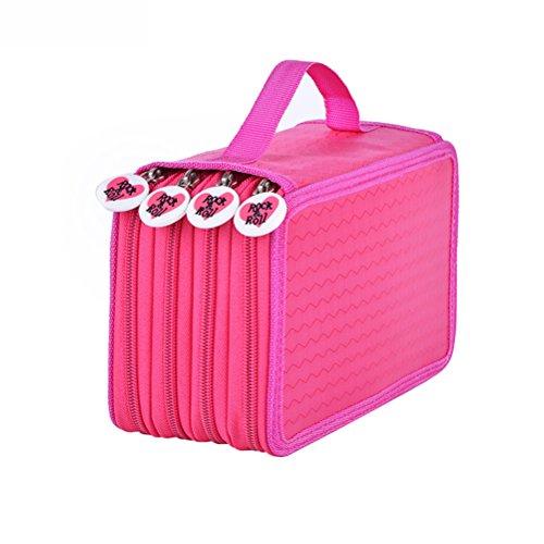 Estobook Estojo grande para lápis de cor com 4 camadas de bolsos com zíper, 72 compartimentos para organizar artigos de papelaria e escritório (rosa)