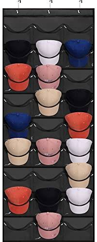 27 porta-chapéus de bolso para bonés de beisebol pendurar na porta organizador de chapéus grandes bolsos transparentes 3 ganchos porta-chapéus cabides?LIANLI (R??????????)