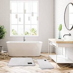 Tapete de banho antiderrapante para banheiro, lavável na máquina e tapete de banho macio de microfibra absorvente 60x100,40x60 2 conjuntos tapetes de banho de pelúcia cinza …