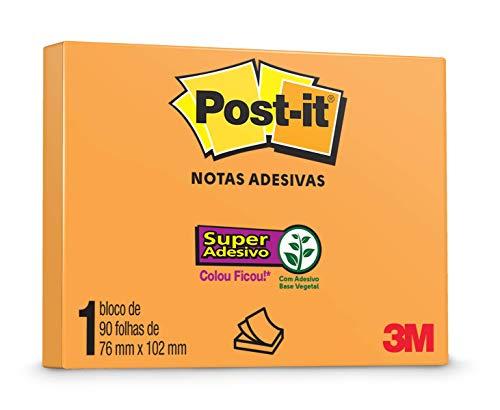 Bloco de Notas Super Adesivas Post-it Laranja Neon 76 mm x 102 mm - 90 folhas