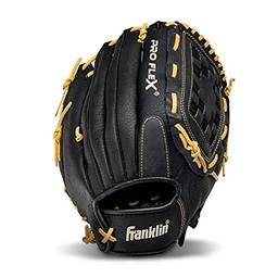 Franklin Sports Luva de beisebol Pro Flex Hybrid Series, arremesso de mão direita, 33 polegadas, preto/camelo