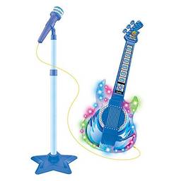 Guitarra com Microfone Pedestal Rock Show Azul, DM Toys