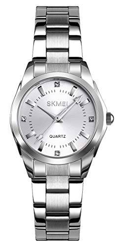 Relógios femininos de aço inoxidável pulseira analógica de quartzo simples de negócios relógio de pulso feminino, Esporte, Prata