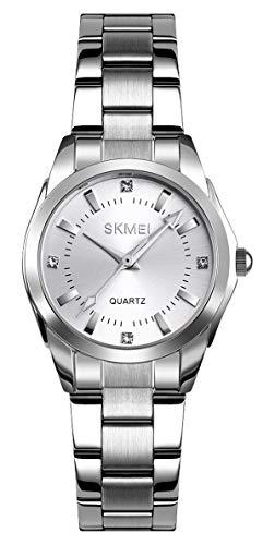 Relógios femininos de aço inoxidável pulseira analógica de quartzo simples de negócios relógio de pulso feminino, Esporte, Prata