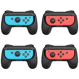 TALK WORKS Nintendo Switch + Switch OLED Joy-Con Controller Grips 4-Pack - Secure Joy-Con Grip, Extended Trigger Buttons, Ergonomic Design for Comfort Hold, Secure Fit for Joy-Con Controllers - Black